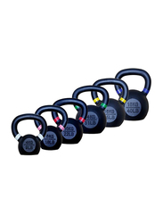 1441 Fitness Powder Coated Cast Iron Kettle Bell with LB and KG Markings, 8KG, Black/Pink