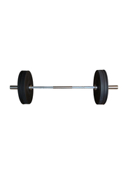 1441 Fitness 7 Feet Olympic Bar with Rubber Bumper Plates Set, 80KG, Silver/Black