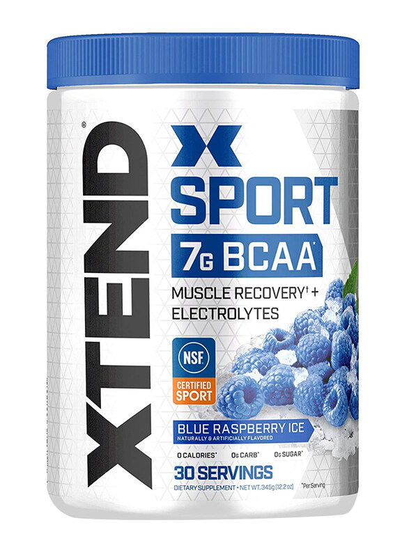

Scivation Xtend Sport BCAA Powder Electrolyte Powder for Recovery & Hydration with Amino Acids, 345gm, Blue Raspberry