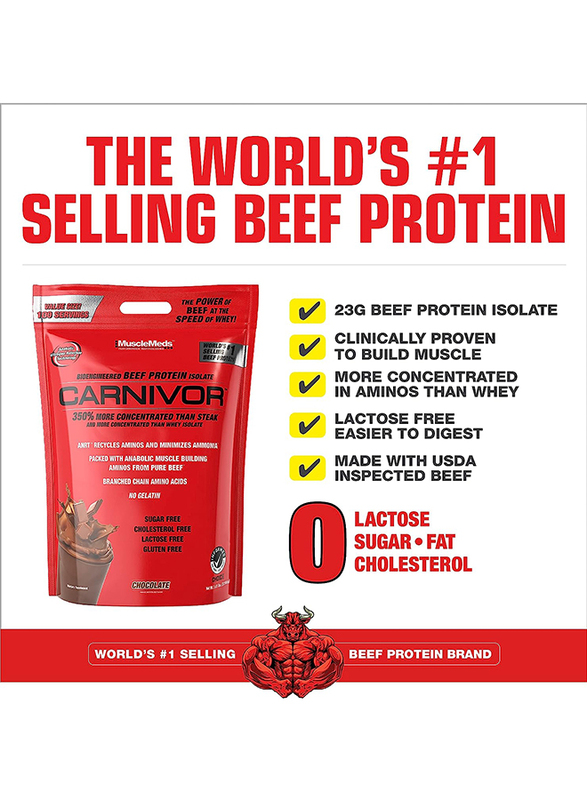 MuscleMeds Carnivor Beef Isolate Protein Powder, 7.47 Lbs, Chocolate
