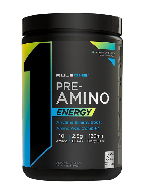 

Rule1 R1 Pre Amino Energy Dietary Supplement, 30 Servings, Blue Razz Lemonade