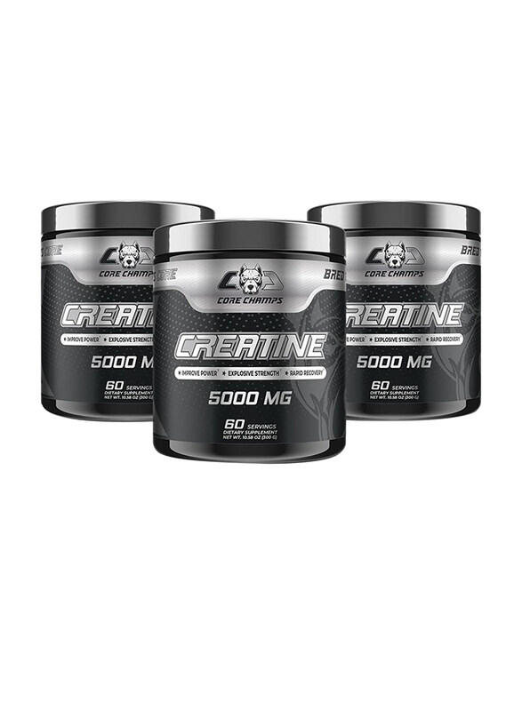 

Core Champs Creatine Dietary Supplement, 5000mg, 60 Servings, 3 Pieces