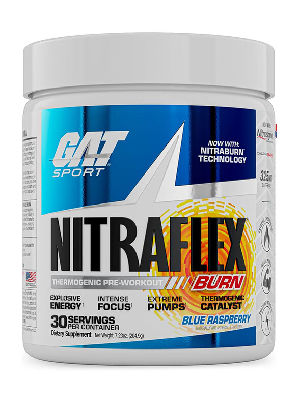 

Gat Sport Nitraflex Burn Thermogenic Pre Workout, 30 Servings, Blue Raspberry