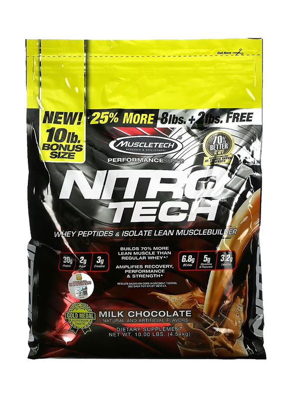 Muscletech NitroTech Whey Peptides & Isolate Lean Musclebuilder, 4.54 Kg, Milk Chocolate