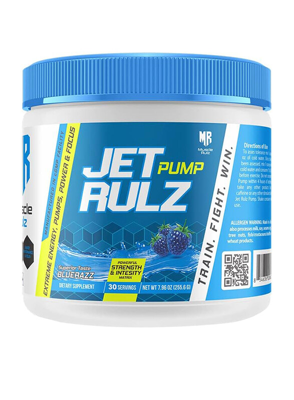 

Muscle Rulz Jet Rulz Pump Dietary Supplement, 30 Servings, Blue Raspberry