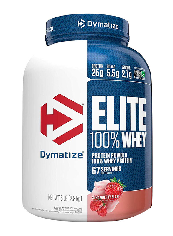 

Dymatize Elite Whey Protein, 67 Servings, 5Lbs, Strawberry Blast