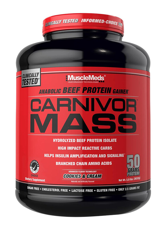 

MuscleMeds Carnivor Mass Anabolic Beef Protein Gainer, 5.8Lbs, Cookies & Cream