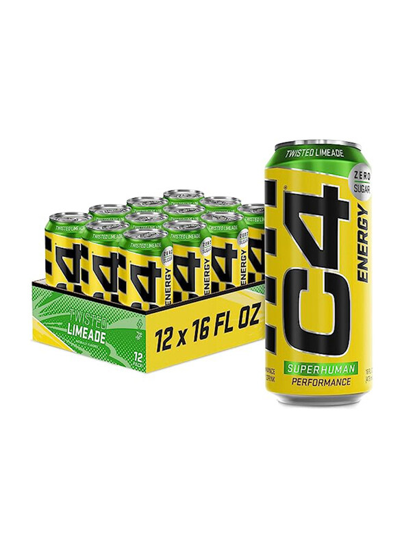 

Cellucor C4 Energy Carbonated Zero Sugar Pre Workout Energy Drink, 12 Pieces, Twisted Limeade