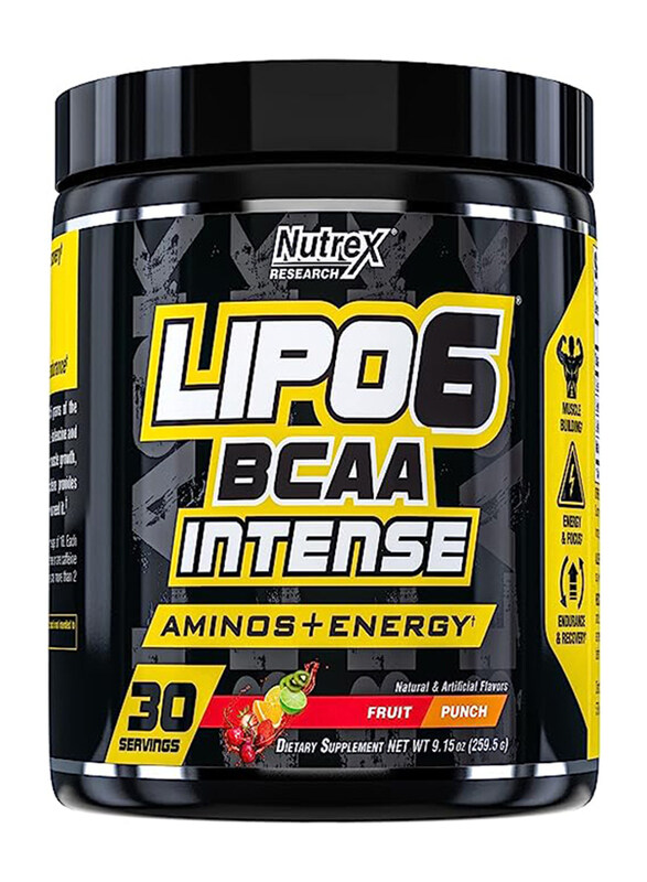 

Nutrex Research Lipo 6 BCAA Intense Amino+Energy Dietary Supplements, 30 Servings, Fruit Punch