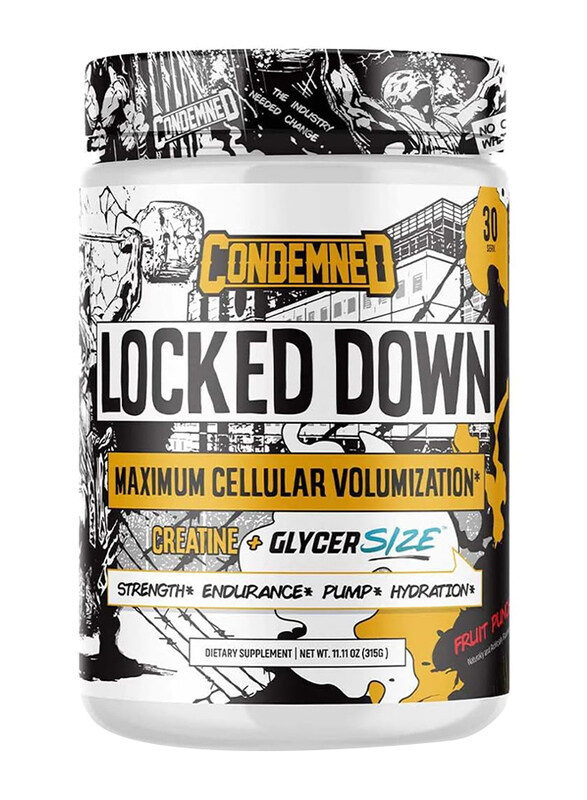 

Condemned Locked Down Maximum Cellular Volumizing with Creatine & Glycer Size Dietary Supplement, 312gm, Fruit Punch