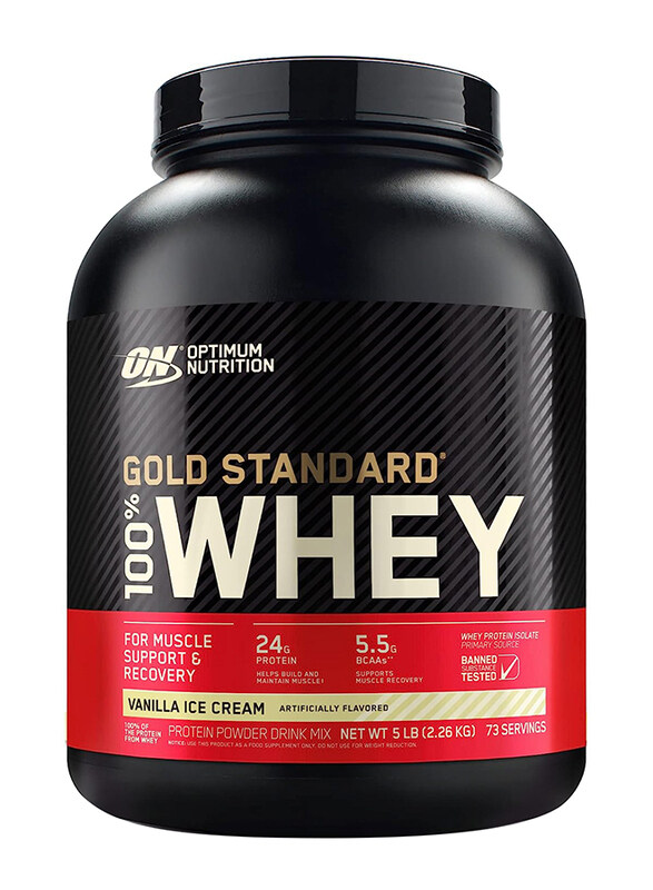 

Optimum Nutrition Gold Standard 100% Whey Protein Powder, 2.26 Kg, Vanilla Ice Cream