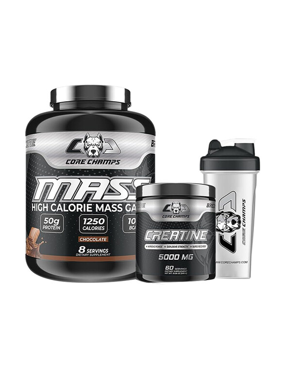 

Core Champs Creatine + Mass Gainer + Shaker Bundle Pack, 6 Lbs, Chocolate