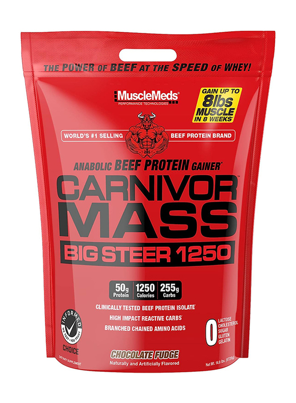 

MuscleMeds Carnivor Mass Chocolate Big Steer 1250 Bucket Protein Powder, 15 Lbs, Chocolate