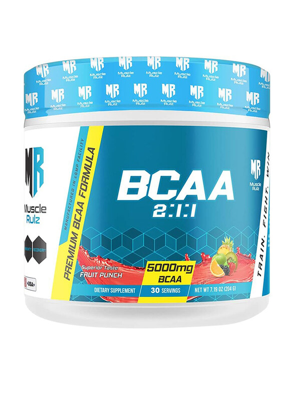 

Muscle Rulz BCAA Premium BCAA Formula, 5000mg, 7.19 oz, Fruit Punch