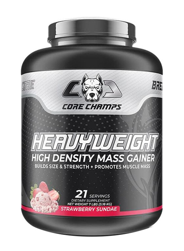 

Core Champs Heavyweight High Density Mass Gainer Dietary Supplement, 21 Servings, Strawberry Sundae