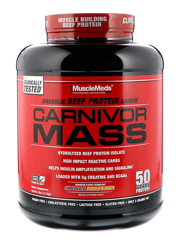 

MuscleMeds Carnivor Mass Anabolic Beef Protein Gainer, 6 Lbs, Chocolate Peanut Butter