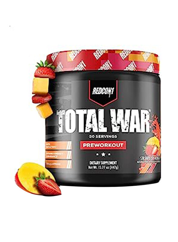 

Redcon1 Total War Pre Workout Dietary Supplement, 30 Servings, Strawberry & Mango