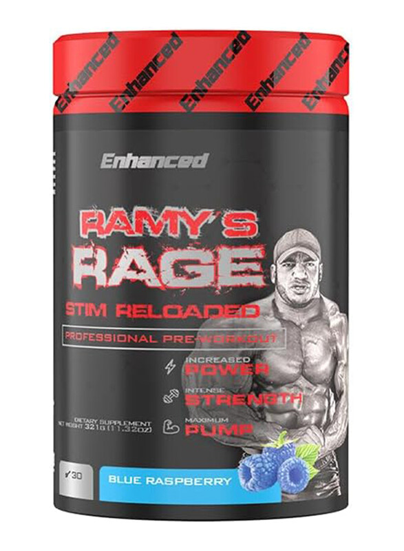 

Enhanced Ramy's Rage Stim Reloaded Professional Pre-workout Dietary Supplement, 30 Servings, Blue Raspberry