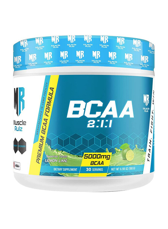 

Muscle Rulz BCAA Premium BCAA Formula 5000mg, 198g, Lemon Lime