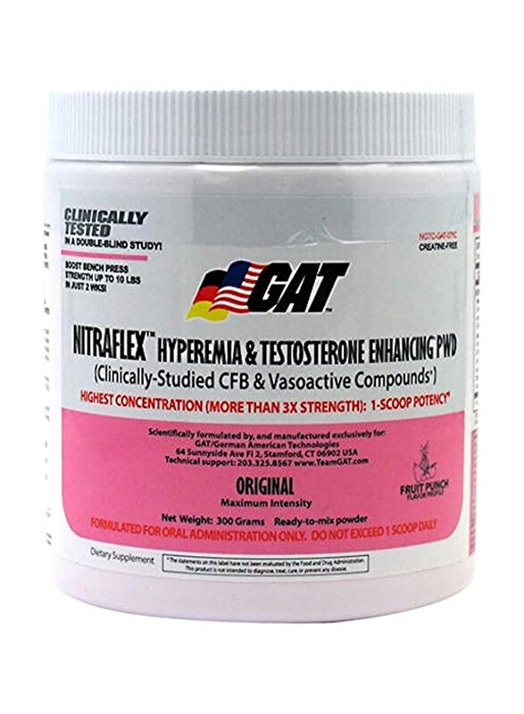 

Gat German American Technologies Nitraflex Hyperemia and Testosterone Enhancing, 300g, Fruit Punch