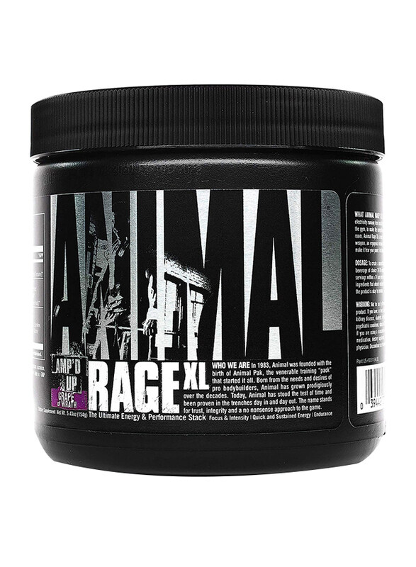 

Animal Rage XL Pre Workout Ultimate Energy and Performance Stack, 154gm, 30 Servings, Grape of Wrath