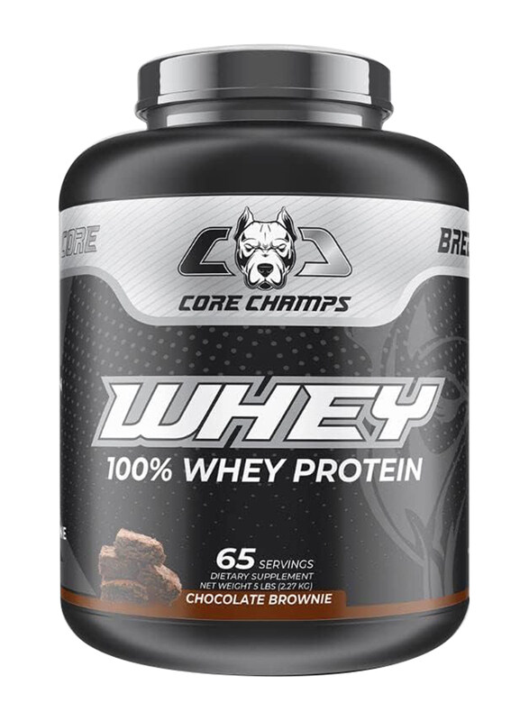 

Core Champs 100% Whey Protein Dietary Supplement, 65 Servings, 5 Lbs, Chocolate Brownie