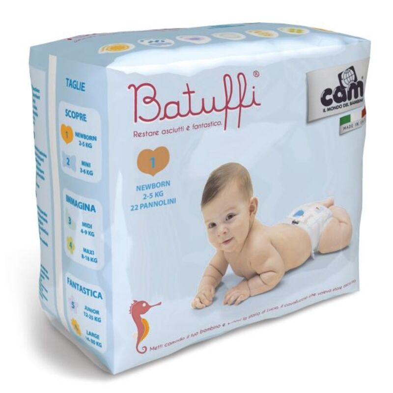 CAM Newborn Batuffi Diapers, 2-5Kg (22Pcs)