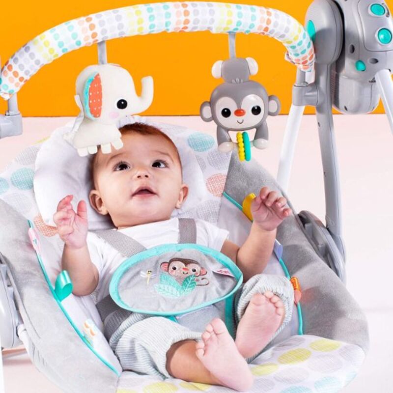 Bright Starts Whimsical Wild Portable Swing, Sky blue