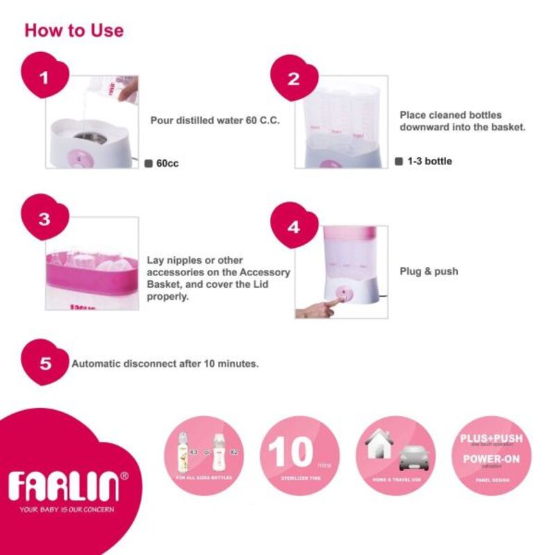 Farlin Compact Automatic Steam Sterilizer 1pc, Assorted