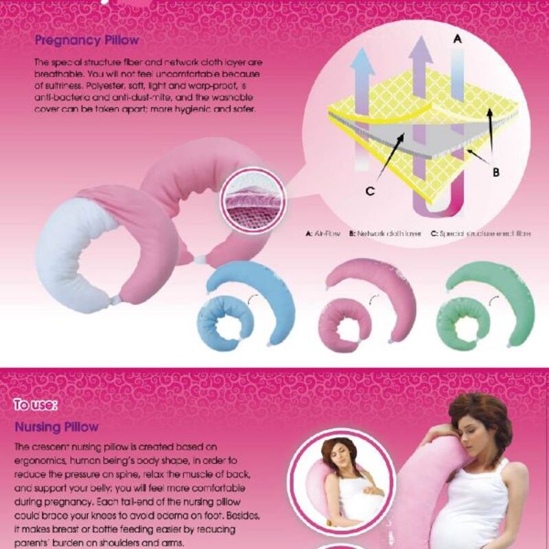 Farlin Pregnancy Pillow 1pc, Pink, Blue & Green (Assorted)