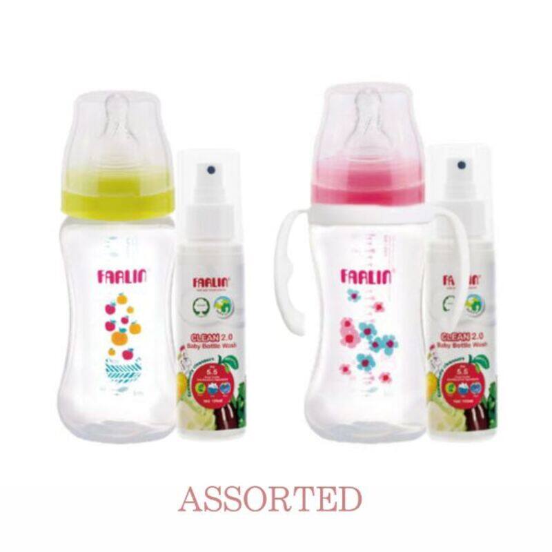 

Farlin Feeding Bottle 270ml+Bottle Wash 100ml (1 set assorted)