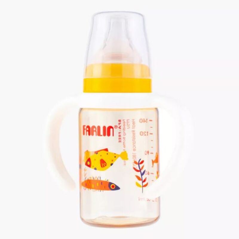 Farlin Silky Ppsu Feeding Baby Bottle With Handle, 240 Ml