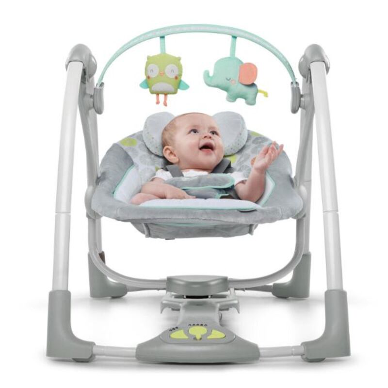 Ingenuity Swing 'n Go Portable Swing Hugs & Hoots, Grey