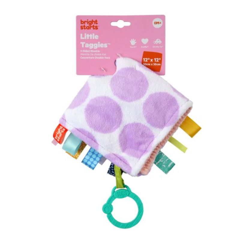 BABY EINSTEIN Bright Starts - Little Taggies 2 - Sided Blankie - Purple Dots