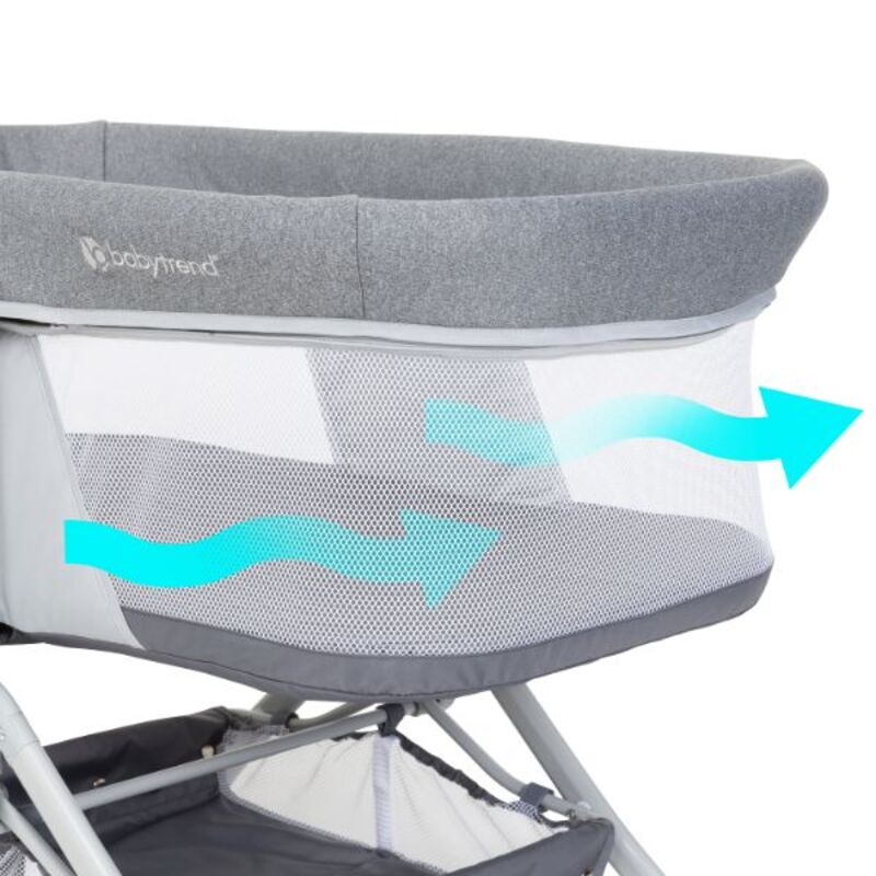 Babytrend Quick-Fold 2-in-1 Rocking Bassinet, Grey