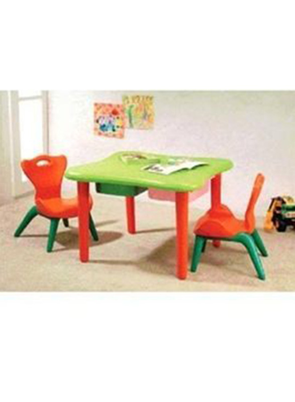 Children's Table with 2 Drawers, Green