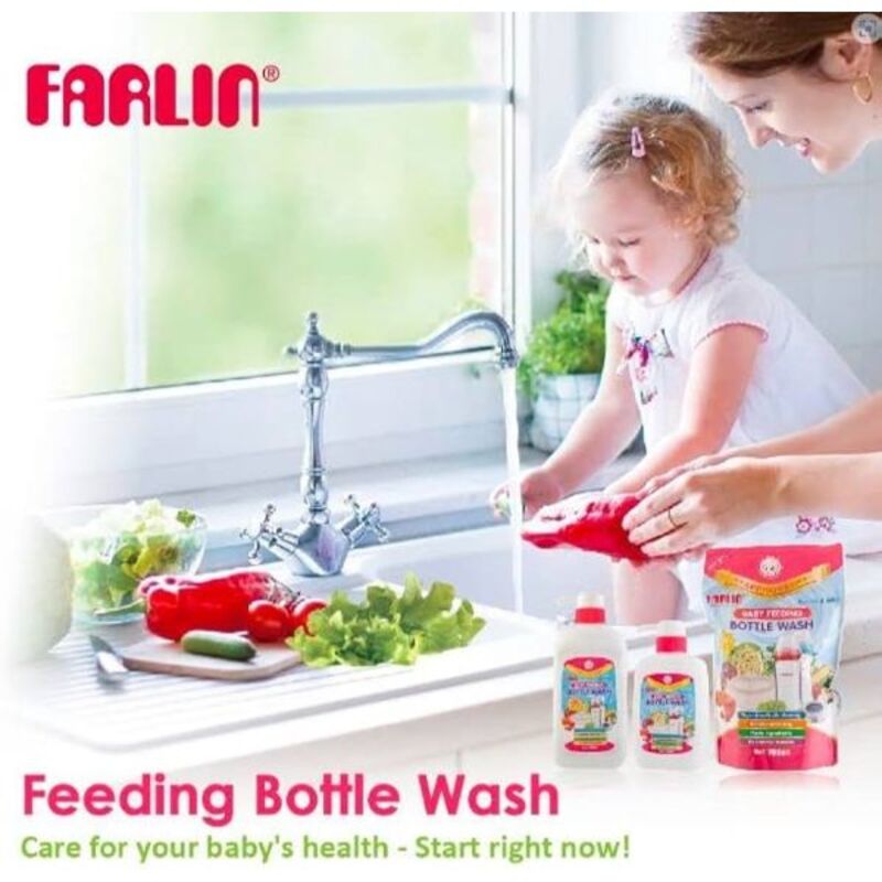 Farlin PP Feeding Bottle + Bottle Wash  150 ML 1set, Blue/orange (Assorted)