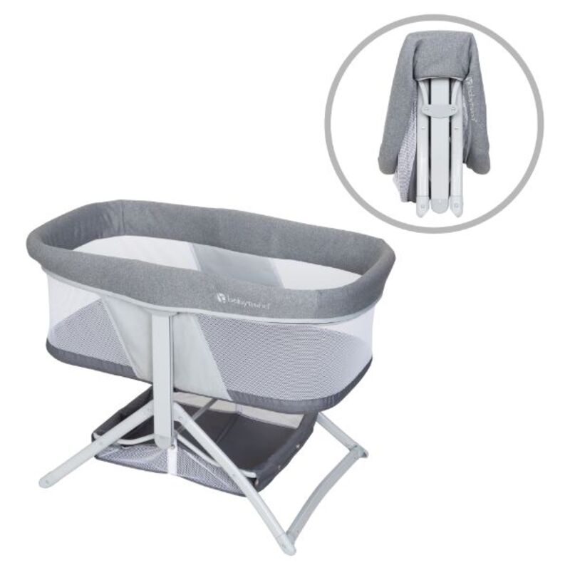 Babytrend Quick-Fold 2-in-1 Rocking Bassinet, Grey