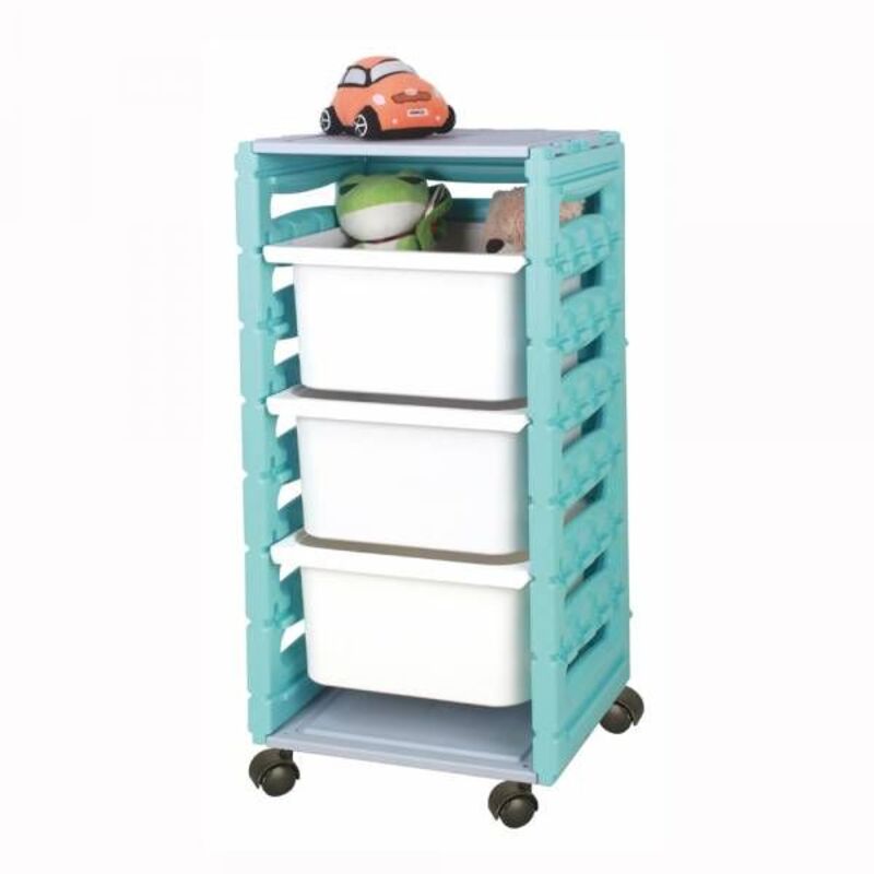 Ching Ching 3 Drawers Cabinet with Castors, Blue