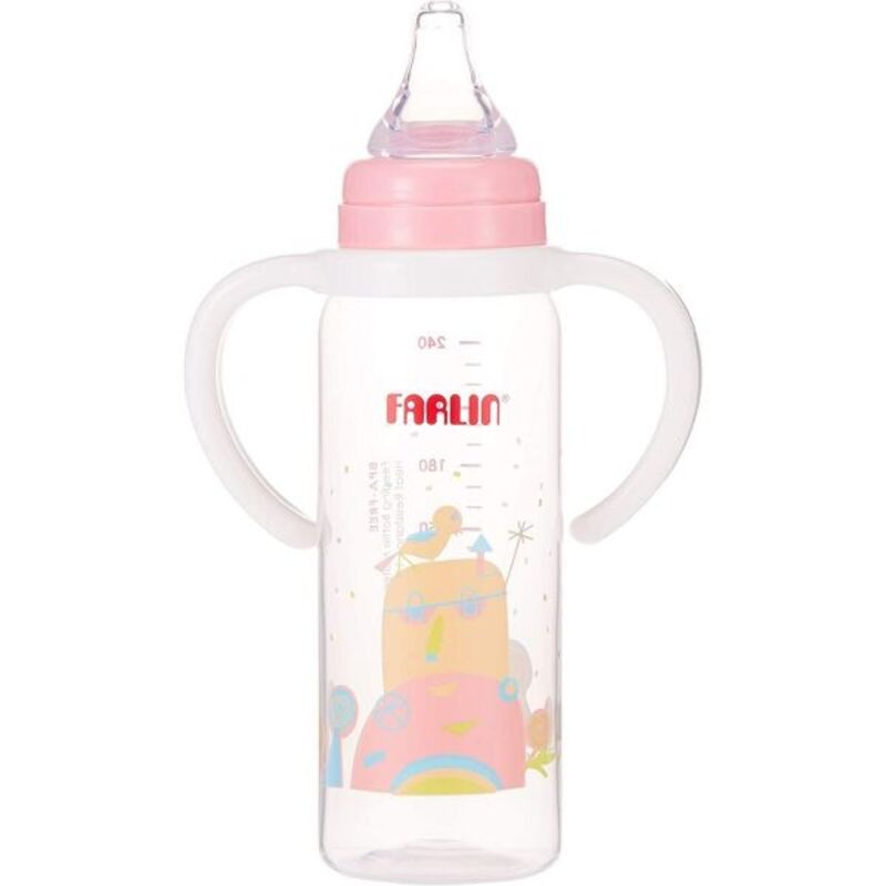 Farlin - PP Standard Neck Feeder 240ML W/ Handle, Pink