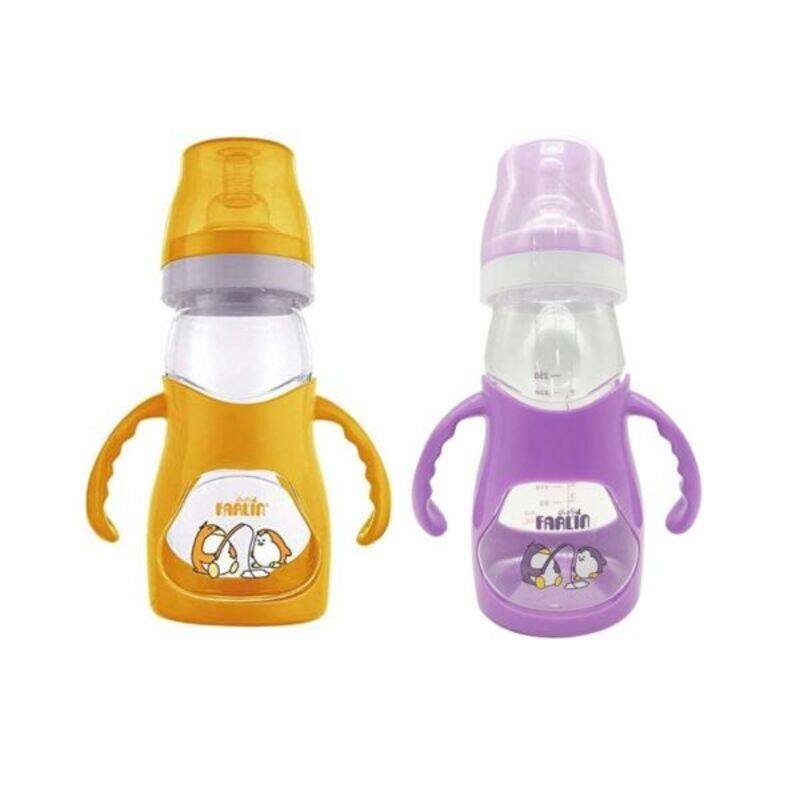 

Farlin Anti-Choke Bended 250cc Feeding Bottle 1pc, Purple/Orange (Assorted)
