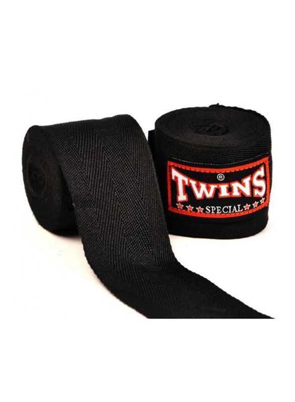 Twins Special 2-Piece CH-5 Elastic Cotton Hand Wraps, Black