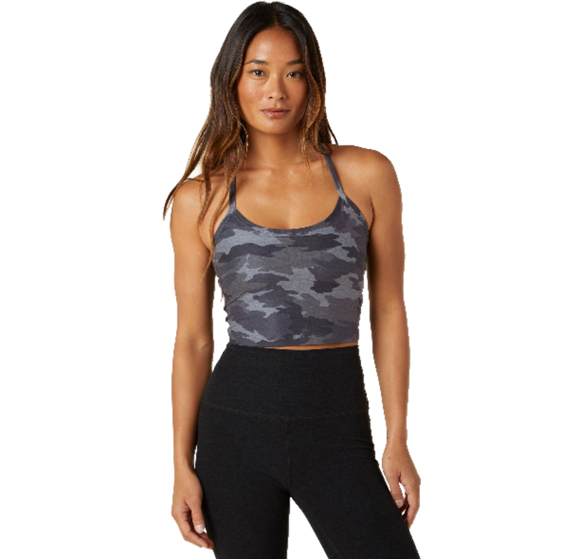 

Beyond Yoga CAMO SPACEDYE SLIM RACERBACK CROPPED TANK SILVER MIST CAMO XSMALL