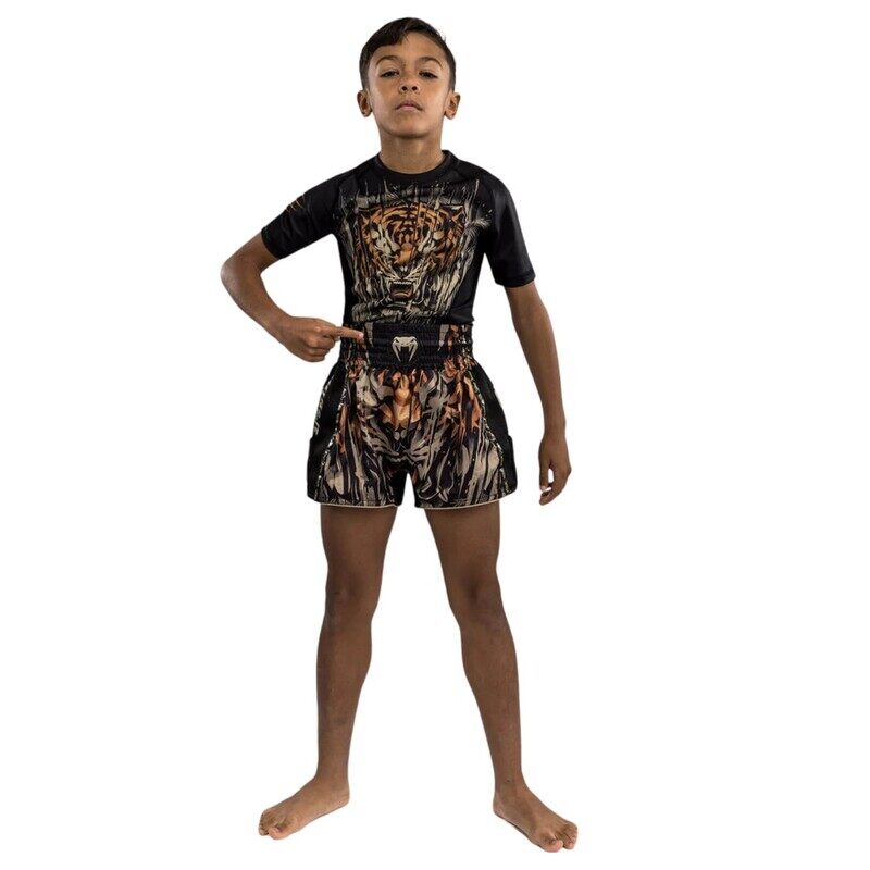 

VENUM TIGER KIDS MUAY THAI SHORTS BLACK/NEO ORANGE 8 YRS