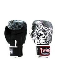 Twins Special 14oz FBGV-L3 Lion Printed Fancy Boxing Gloves, White