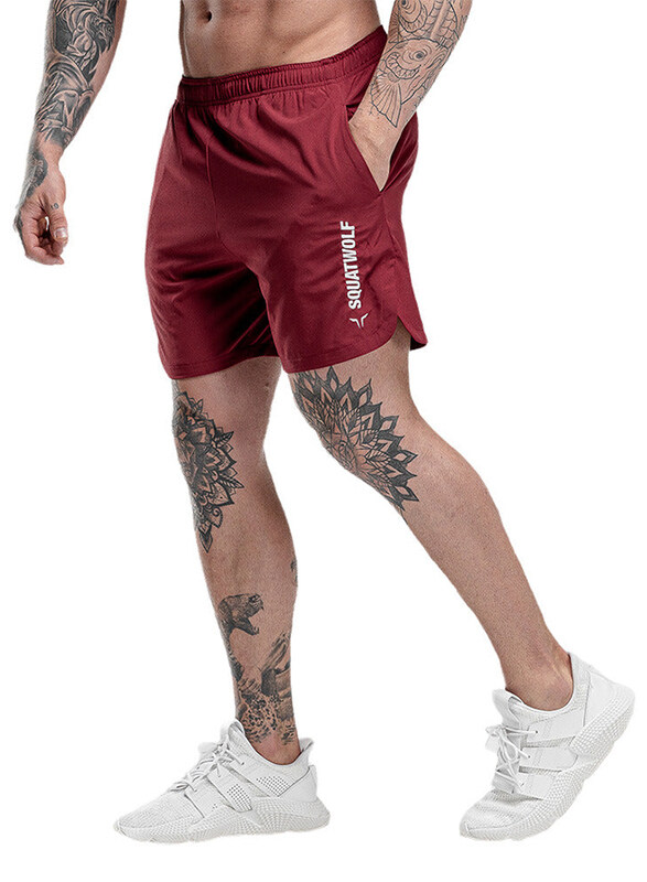 Squatwolf Warrior Sports Shorts for Men, Large, Maroon