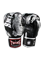Twins Special 16oz FBGV-49SV Fancy Boxing Gloves, Black/Silver