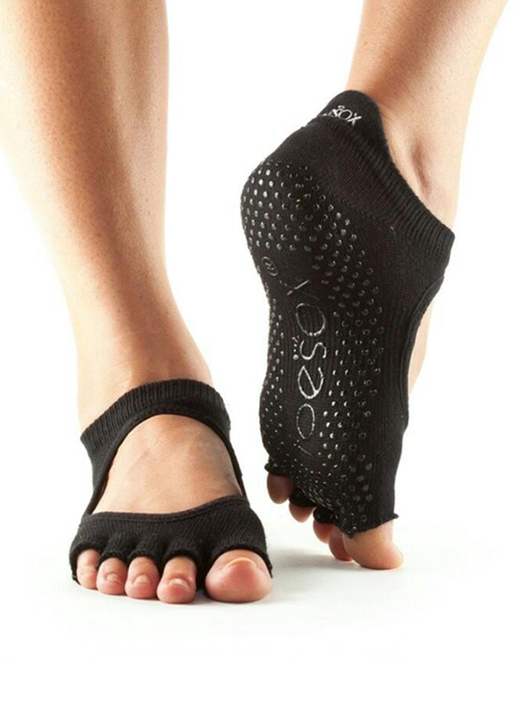 Toesox Bellarina Half Toe Grip Socks, Extra Small, Black