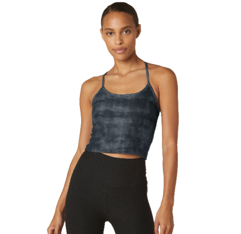 

Beyond Yoga SPACEDYE PRINTED SLIM RACERBACK SILVER MIST STRIPED DYE SMALL