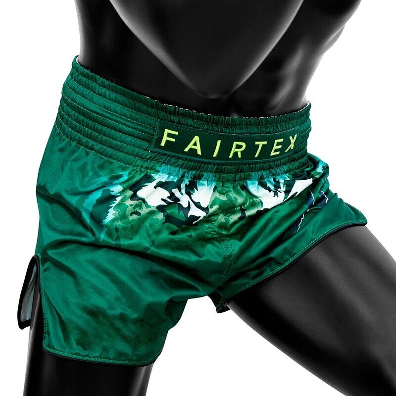 FAIRTEX BS1913 MUAY THAI SHORTS TONNA GREEN LARGE